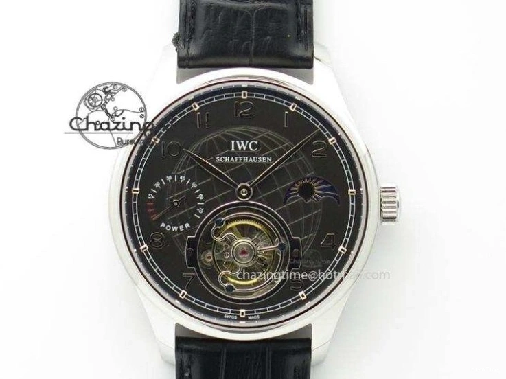 MIROTIME 0121 Portuguese IW545407 Black Dial ZF 1:1 Best Edition On Dark Blue Leather Strap DailyWear 7337